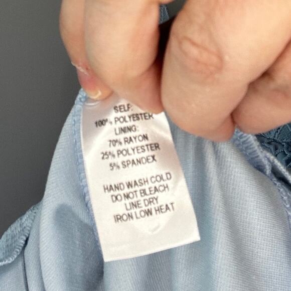 Lulus Women’s XS Light Blue Crochet Fully Lined Sleeveless Mini Dress - Picture 5 of 5